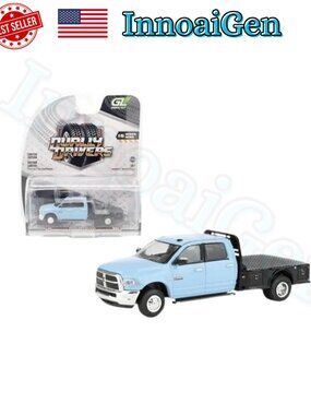 Greenlight Dually Drivers Series 16 2018 RAM 3500 Dually Flatbed 1:64 Blue NIB